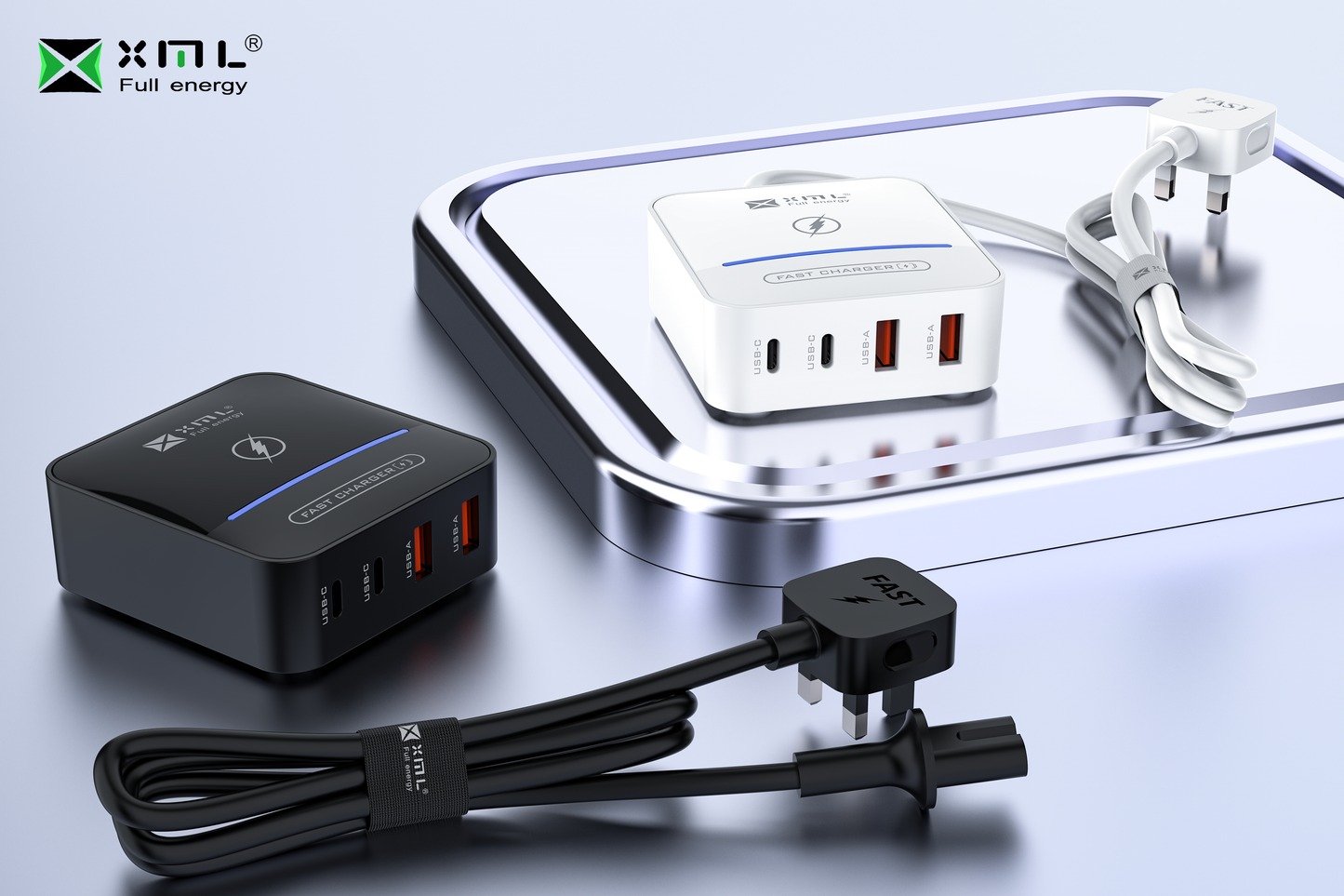 xmlcharge XML-ZMC1 4-port desktop USB charger with UK plug