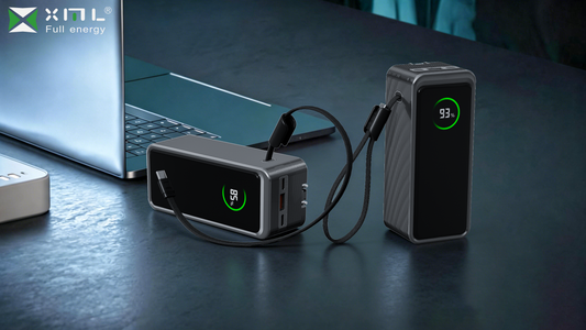 xmlcharge built-in braided cable power bank with LED display