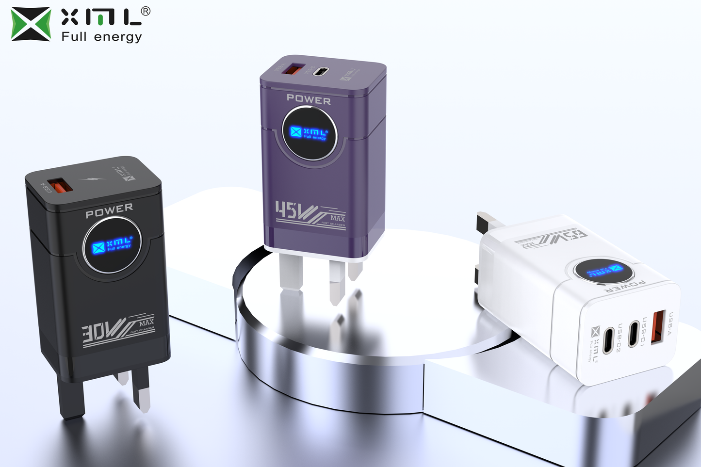 xmlcharge LD-337 30W 45W USB-C fast charger with UK plug