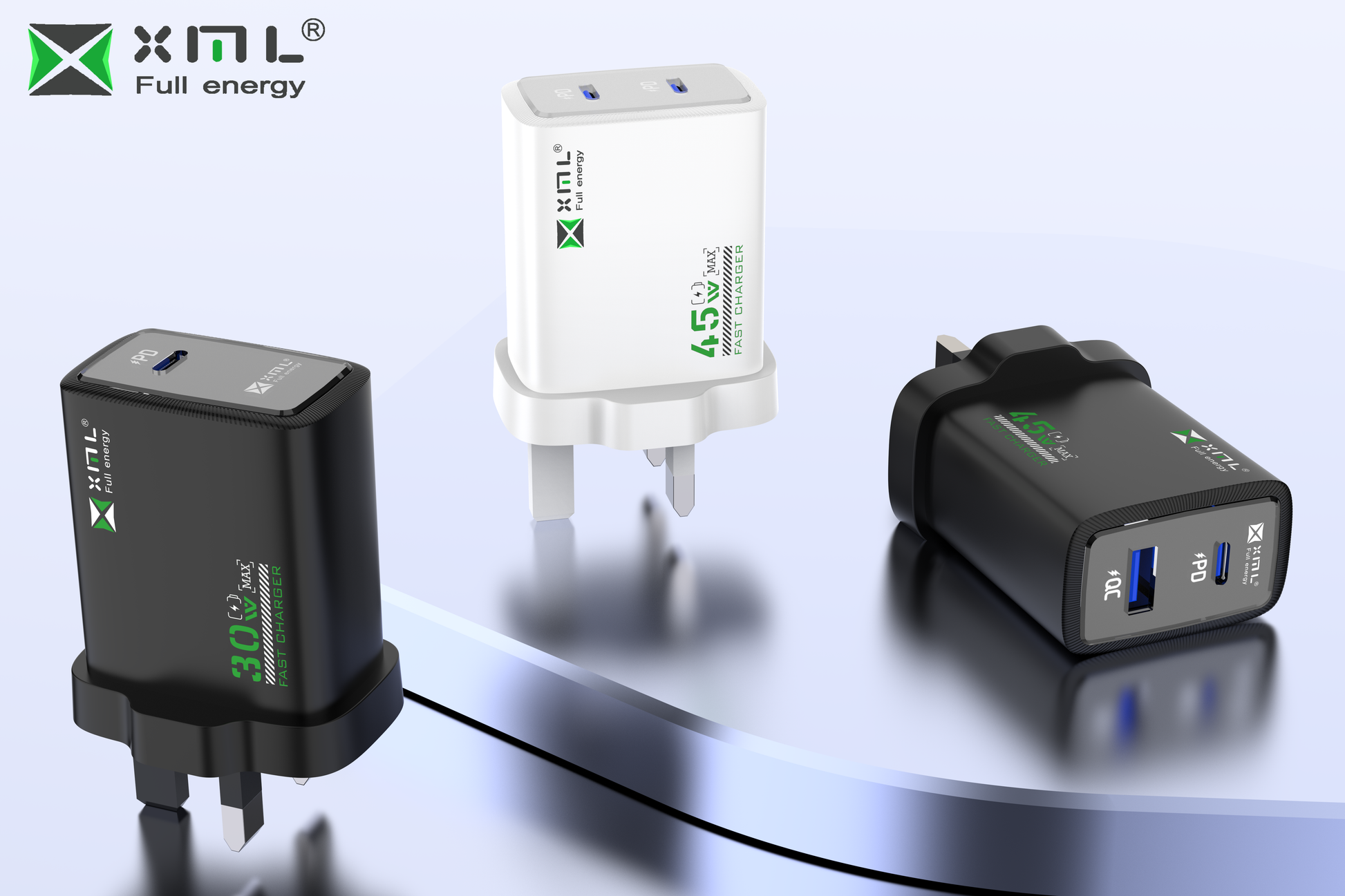 xmlcharge LD-628 30W 45W fast charger UK plug