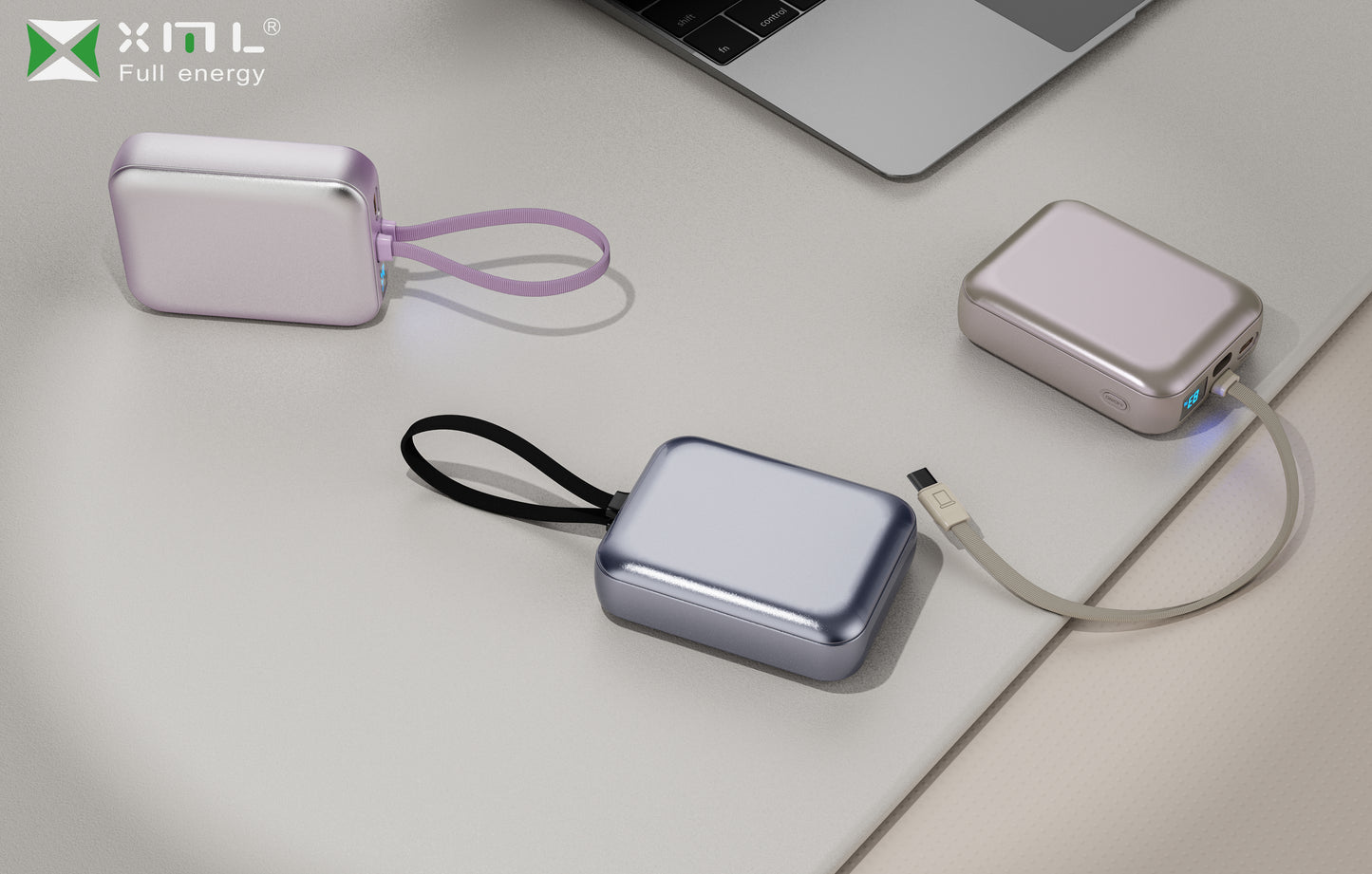 xmlcharge mini power bank with lanyard cable and LED display