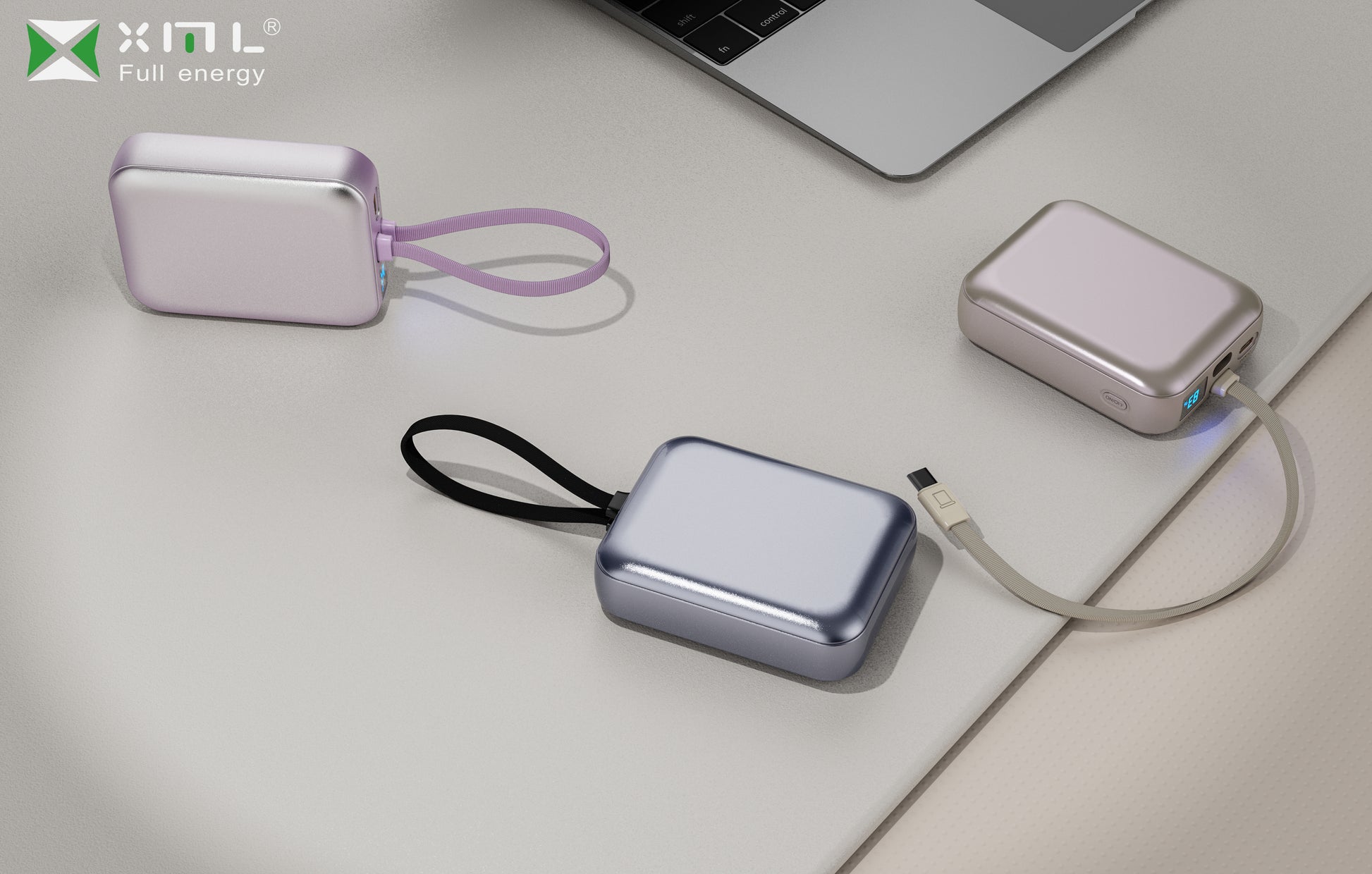 xmlcharge mini power bank with lanyard cable and LED display