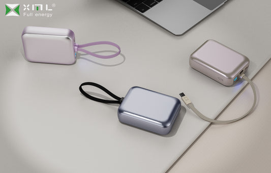 xmlcharge mini power bank with lanyard cable and LED display